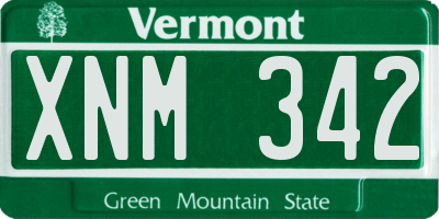 VT license plate XNM342