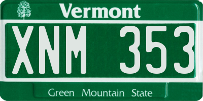 VT license plate XNM353