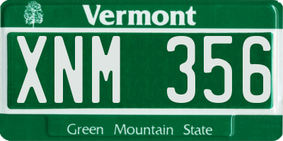 VT license plate XNM356