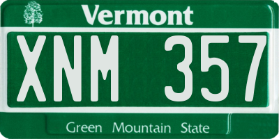 VT license plate XNM357