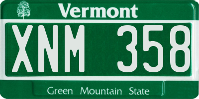 VT license plate XNM358
