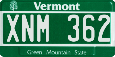 VT license plate XNM362