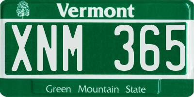 VT license plate XNM365