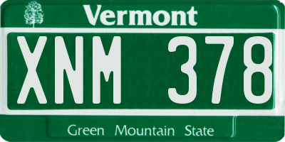 VT license plate XNM378