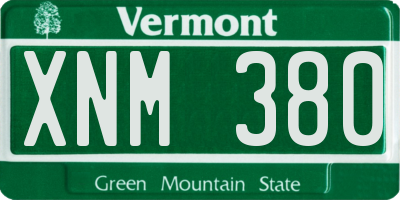 VT license plate XNM380