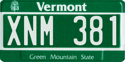 VT license plate XNM381