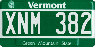 VT license plate XNM382