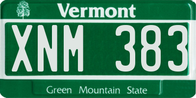 VT license plate XNM383