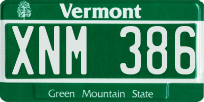 VT license plate XNM386