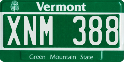 VT license plate XNM388