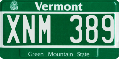VT license plate XNM389