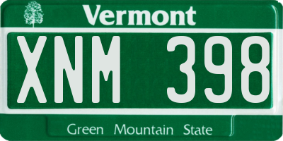 VT license plate XNM398