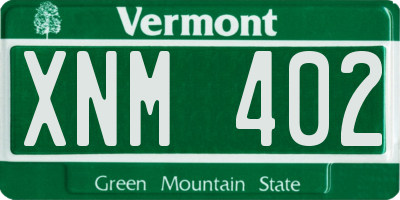 VT license plate XNM402