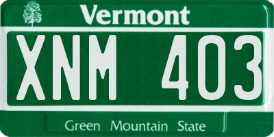 VT license plate XNM403