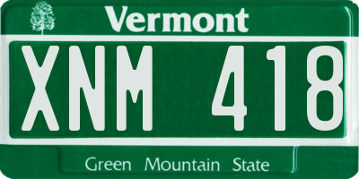 VT license plate XNM418