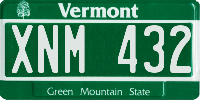 VT license plate XNM432