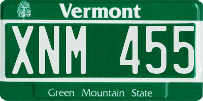 VT license plate XNM455