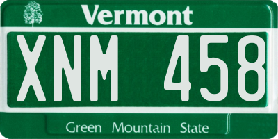 VT license plate XNM458