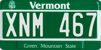 VT license plate XNM467