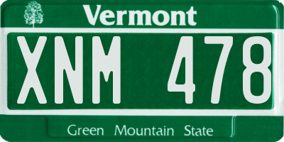 VT license plate XNM478