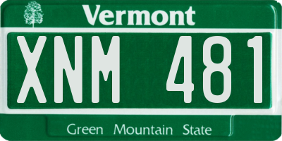 VT license plate XNM481