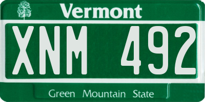 VT license plate XNM492