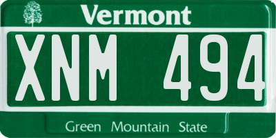 VT license plate XNM494