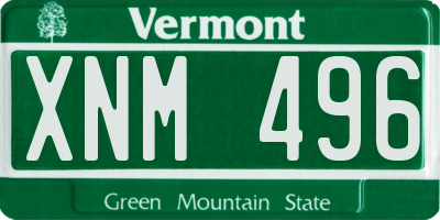 VT license plate XNM496