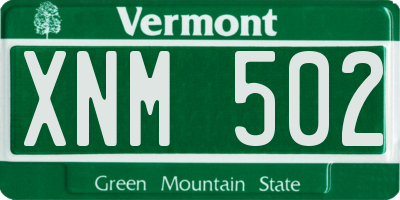 VT license plate XNM502