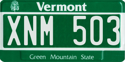 VT license plate XNM503