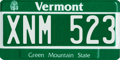 VT license plate XNM523