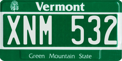 VT license plate XNM532