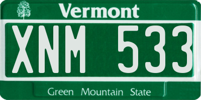 VT license plate XNM533