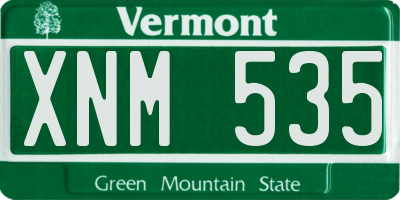 VT license plate XNM535