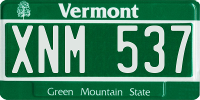 VT license plate XNM537