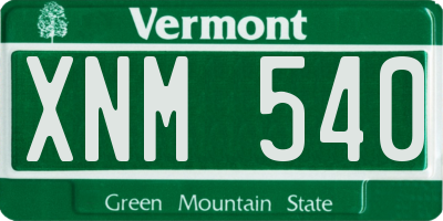 VT license plate XNM540