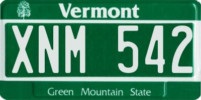 VT license plate XNM542