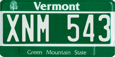 VT license plate XNM543