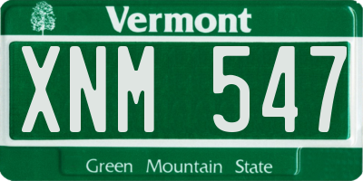 VT license plate XNM547