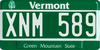 VT license plate XNM589