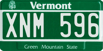 VT license plate XNM596