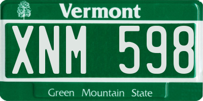 VT license plate XNM598