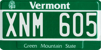 VT license plate XNM605