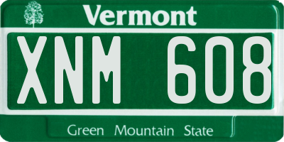 VT license plate XNM608