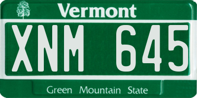 VT license plate XNM645