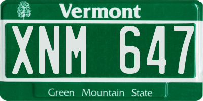 VT license plate XNM647