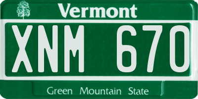 VT license plate XNM670