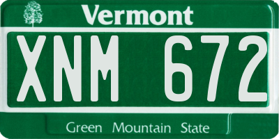 VT license plate XNM672