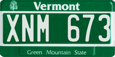 VT license plate XNM673