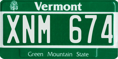 VT license plate XNM674